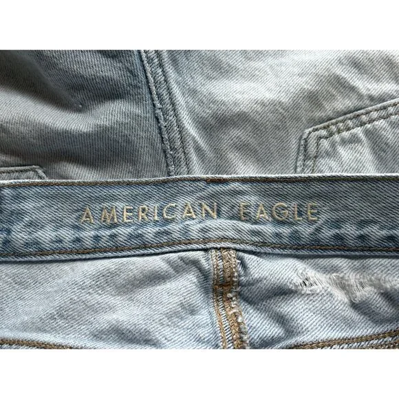 American Eagle Destroyed 90’s Rigid Boyfriend Denim Shorts - Sz 0 - Picture 6 of 8